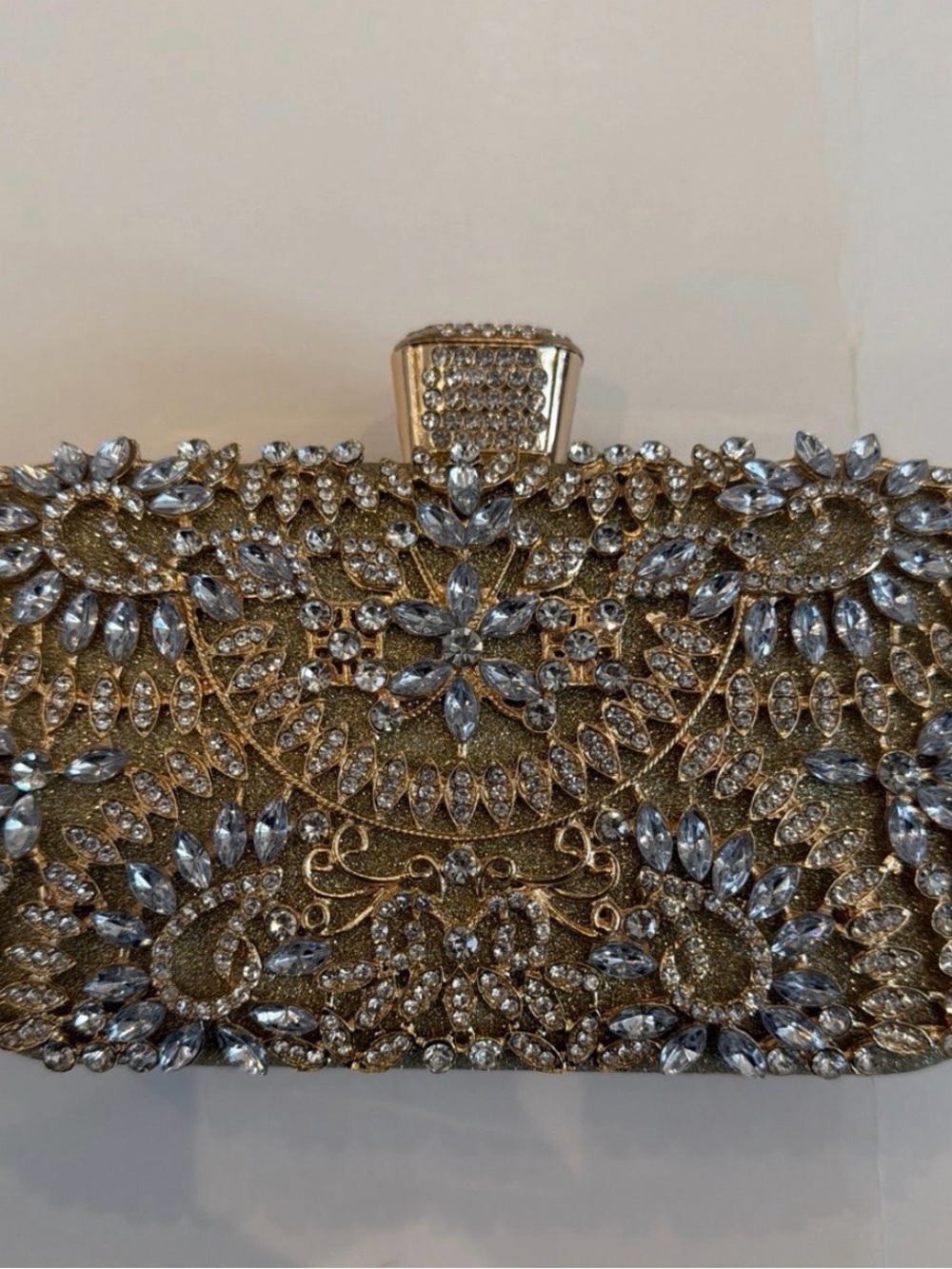 Embellished Gold Crystal Evening Clutch